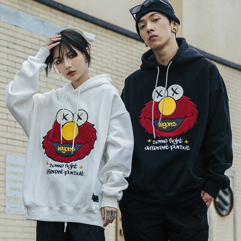 Cangshi Yishu joint hooded couple wear loose sweater men's street tide brand autumn white embroidered T-shirt jacket