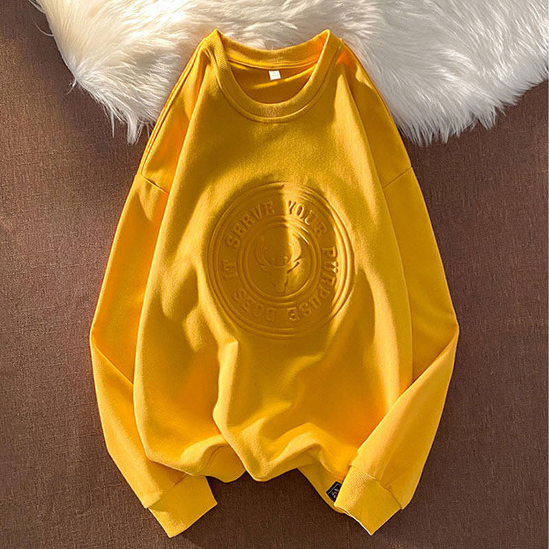 Cangshi Yishu 2021 autumn new long-sleeved thick cotton T men's round neck casual loose tide brand solid color T-shirt ins tide