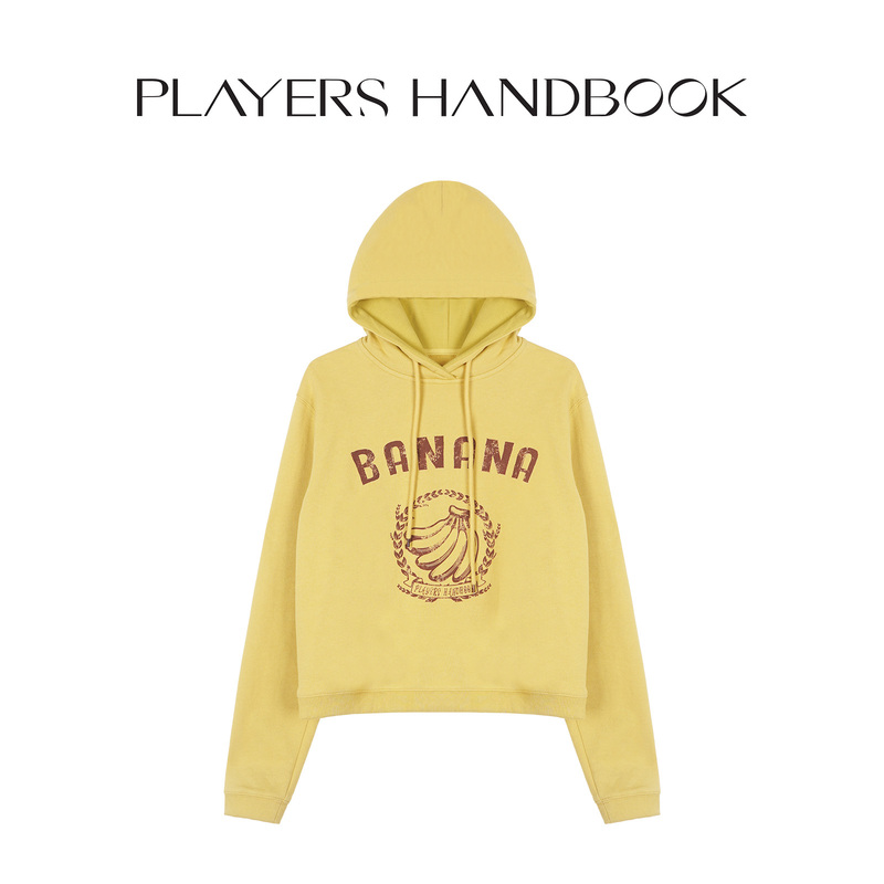 He He's "Banana Sweatshirt" Autumn and Winter American Retro Niche Fashion Versatile Printed Hooded Sweatshirt Ph9091 He He's "Banana Sweatshirt" Autumn and Winter American Retro Niche Fashion Versatile Printed Hooded Sweatshirt Ph9091
