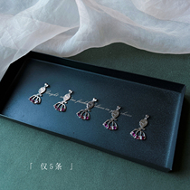 The niche only has 5 almost pure Brazilian purple tooth black garnet pendant 925 sterling silver necklace female gift