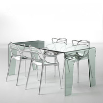 Modern fashion transparent dining chair with armrests Crystal chair Hotel clubhouse restaurant simple acrylic chair