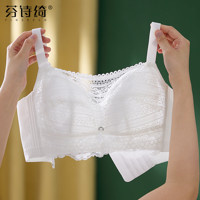 Large Chest Display Small Underwear Woman Summer Thin breathable No steel ring to receive Breast Proof Walking Light Lace small cuddly large size Size Underwear