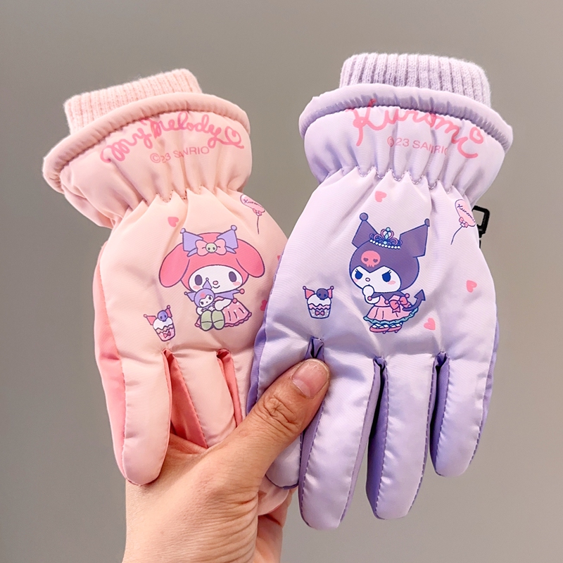 子供用スキー手袋 冬 暖かい 女の子 5本指 漫画 かわいい 防水 防風 寒さ 屋外 雪遊び