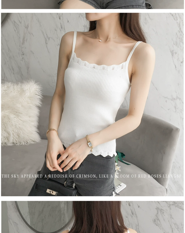Mùa hè 2018 phiên bản Hàn Quốc mới của áo yếm bên trong áo len chạm đáy đoạn ngắn Slim gợi cảm mặc hàng đầu