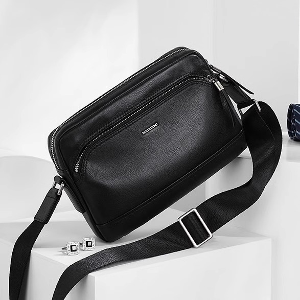 High-end genuine leather single shoulder bag men's 2023 new business casual headlayer Bull Leather Horizontal diagonal satchel light backpacks-Taobao