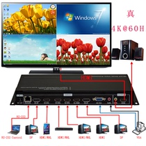 Ultra-clear 4k60hz four-screen DP VGA HDMI splitter with DP input computer screen splicing split screen