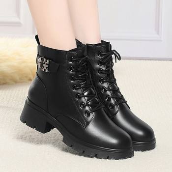 Mid-heeled fashionable women's boots with laces and convenient side zippers for women, winter thickening, comfortable and non-stuffy martin boots for women