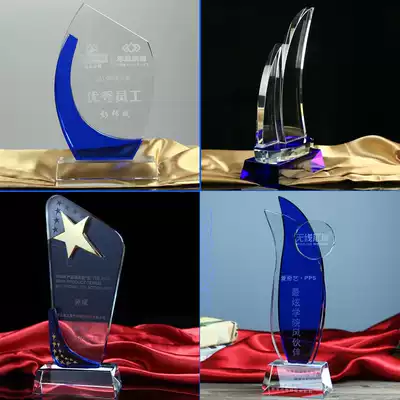 High-grade glazed Crystal five-pointed star thumb trophy custom metal basketball badminton enterprise souvenir production