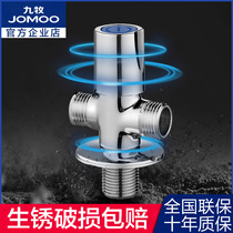 Nine-pastoral three-way angle valve in progress with two-out three-way water distributor triangular valve full copper domestic double water discharge valve with switch