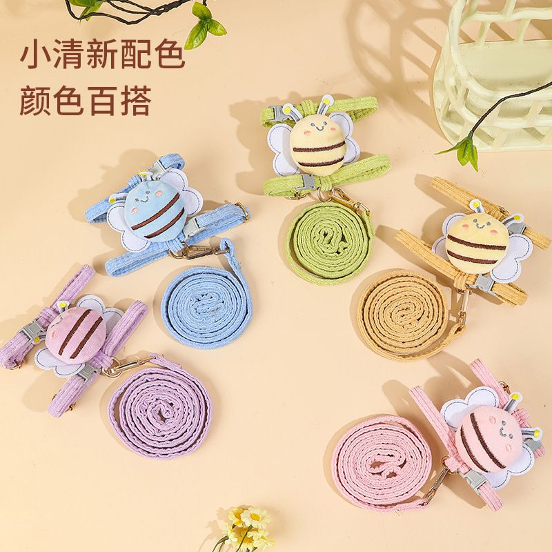 Cat and Bee Leash, Cute Cat Harness, Vest-Style Leash, Dog Leash, Cartoon Dog Rope