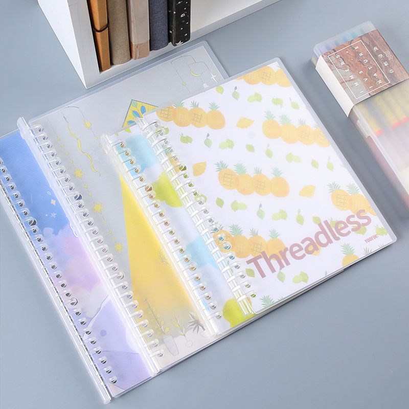 4 covers cute little fresh loose-leaf book shell living page clip stand-in core push and push clip student detachable notebook