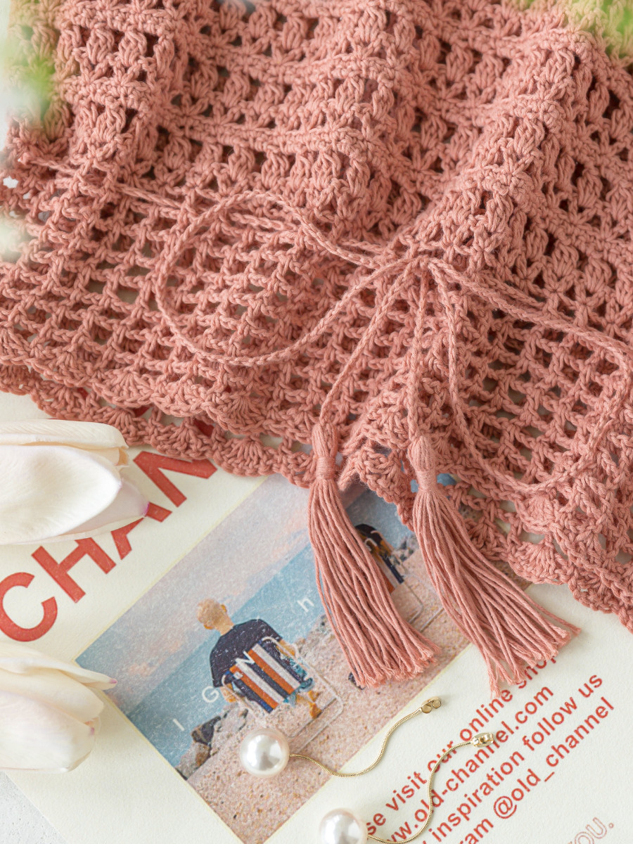 Sister Su Su's Soft and Elegant Waist-Cinching Short-Sleeved Linen Crochet Material Kit for Handmade DIY Knitting with Yarn and Lace Thread