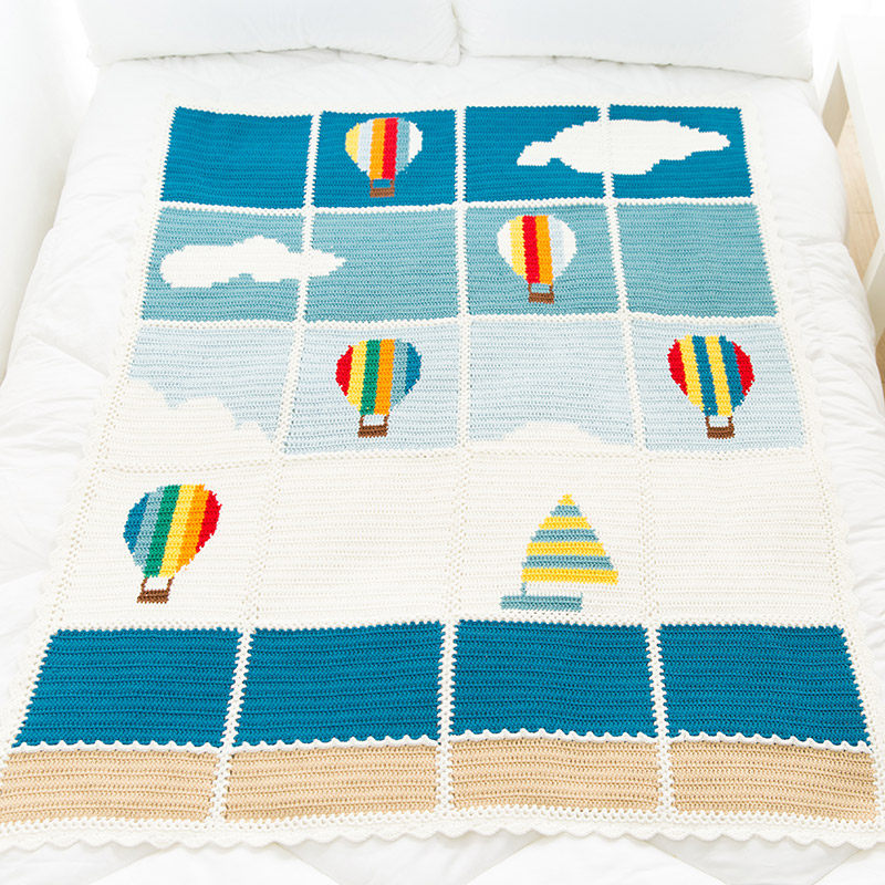 Sister Su Su’s mosaic hot air balloon competition blanket hand-woven milk cotton crochet wool ball blanket material package