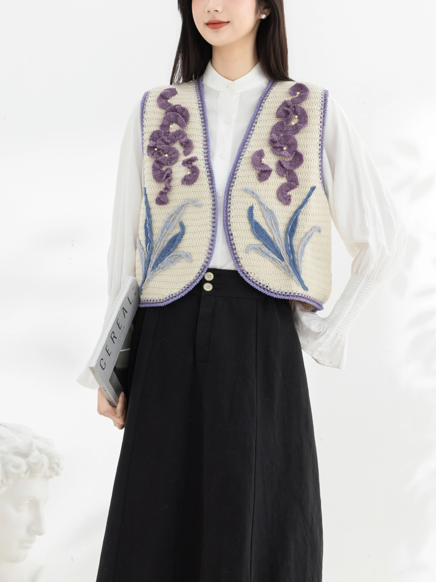 Sister Su Su’s iris vest handmade DIY knitted crochet top wool ball homemade material package