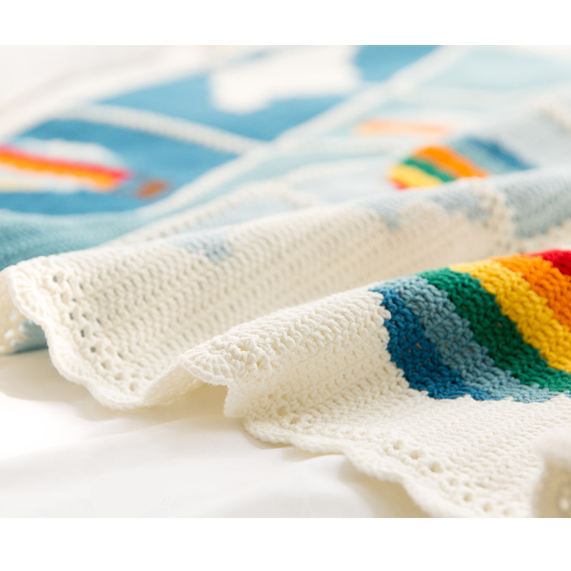 Sister Su Su’s mosaic hot air balloon competition blanket hand-woven milk cotton crochet wool ball blanket material package