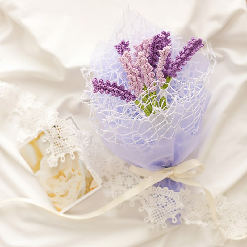 Sister Su Su's Small Bouquet Hand-Knitted Lace Yarn Bouquet DIY Cotton Crochet Fine Yarn Ball Material Kit