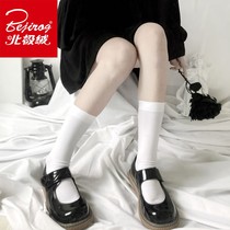 Japanese jk ultra-thin mid-tube socks velvet Loli stockings summer girls thin black and white knee socks