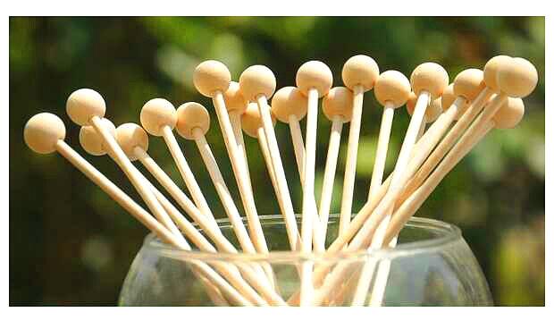 Wooden coffee rod round bead mixing rod milk tea hot drink juice personality fashion 100 sets