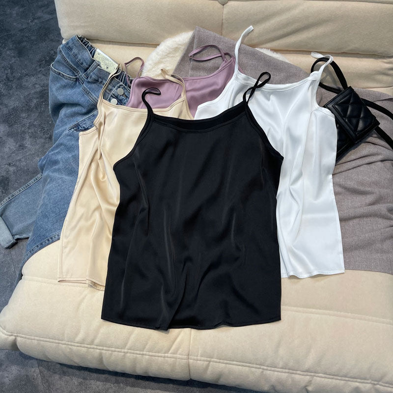 Large code custom tian silk cold, cool sling belt woman 2022 Spring and summer new Han edition fat mm pure color loose bottom