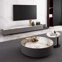 Nordic Italian round coffee table ins light luxury modern luxury stone slate small apartment size round creative coffee table table