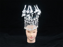 Guizhou costume women White 2020 Summer silver ornaments Miao nationality new hair hairpin folk dance headwear