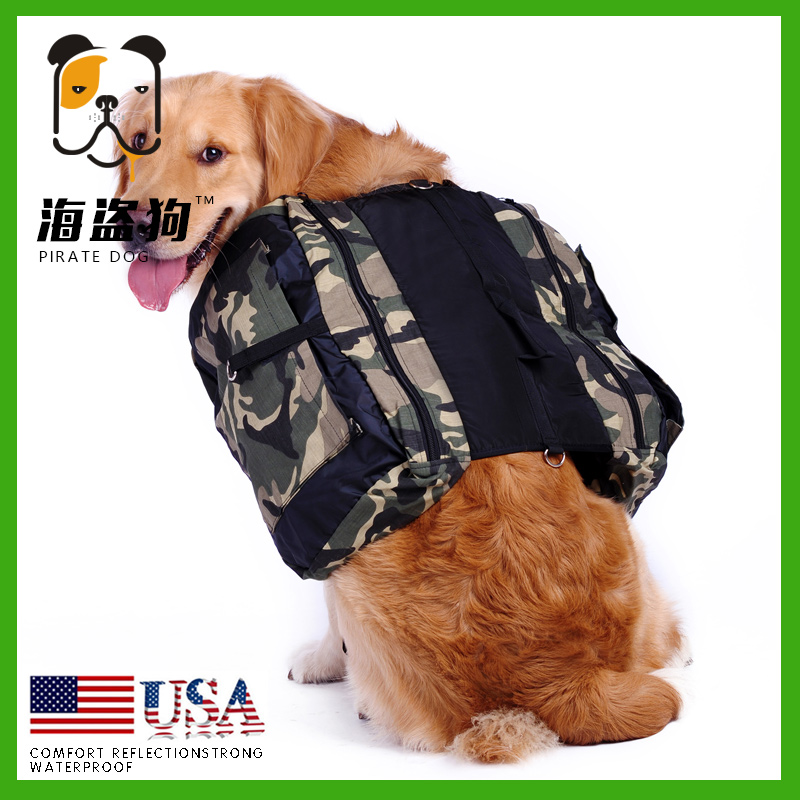 Dog Backpack Pet Outdoor Camouflage Large and Medium-sized Dog Bookpack Golden Hair Camouflage Pack