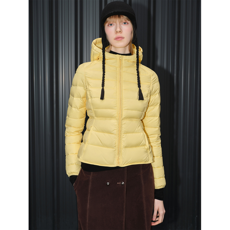 Huiqing Yellow Hooded Ribbed down Jacket Coat for Women 2025 Winter New Short Style Loose High-End Huiqing Yellow Hooded Ribbed down Jacket Coat for Women 2025 Winter New Short Style Loose High-End