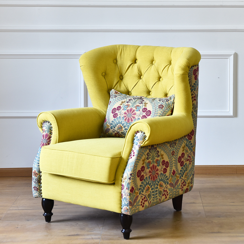 Ya Ran Residence Home American Single Fabric Garden Mediterranean Tiger Chair Bedroom Study Leisure Single Sofa