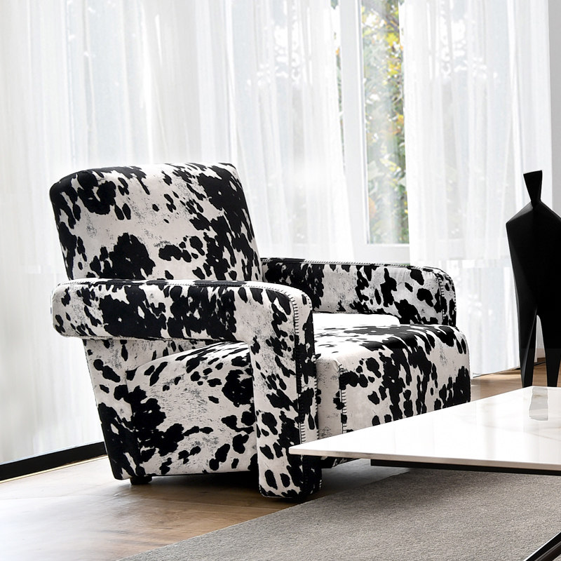 Jarnü Nordic Modern Leisure Art Creative cows Chair Balcony Living Room Reading Single Sofa Fabric Red