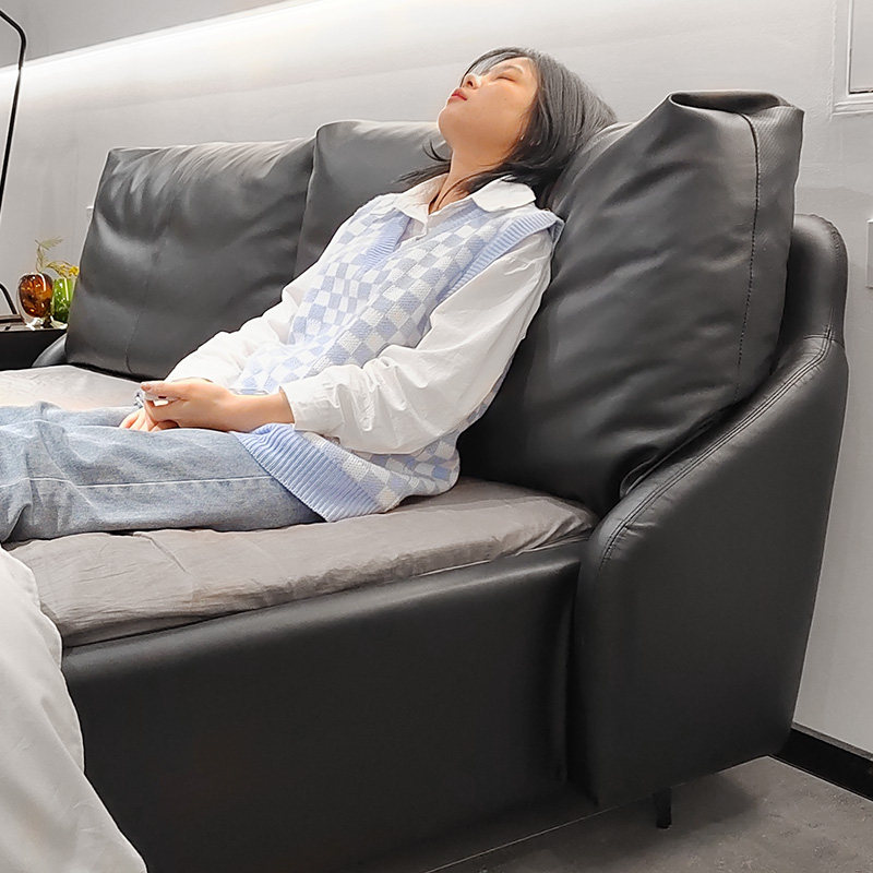 Elegant Residence Style Minimalist Black Genuine Leather Double Man Bed Master 1 8 m modern minimalist bedroom wedding bed