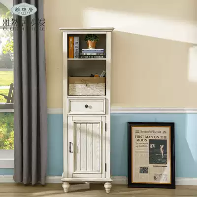 Yalanju home American country single door wine cabinet solid wood antique white high wine cabinet storage cabinet decoration cabinet