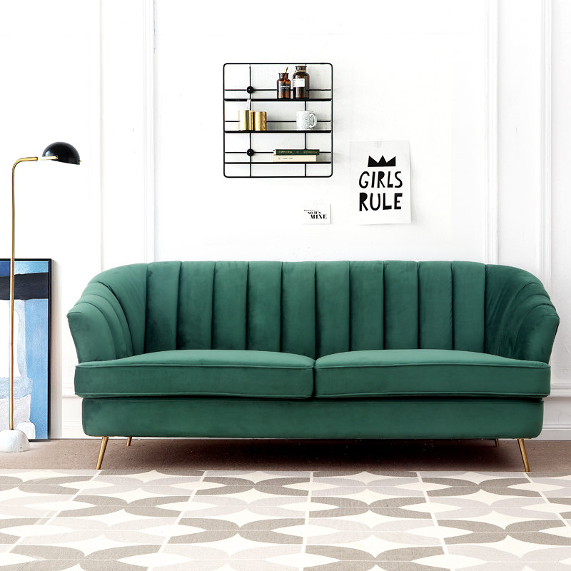 Yalanju home minimalist light luxury style fabric sofa Net Red single double triple living room dark green customization