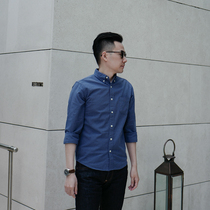 Creek original spring and autumn thin cotton blue and black striped shirt men long sleeve casual slim handsome hipster shirt