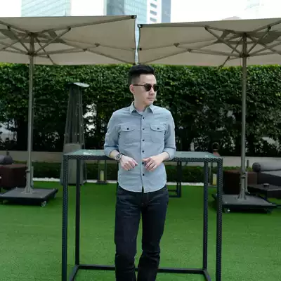 Creek original spring and autumn retro solid color shirt men's long-sleeved youth casual cotton slim-fit trend handsome shirt