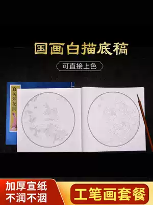 Meticulous painting white drawing essay beginner beginner copy tracing red calligraphy zero basic Hook pen flower bird peony tracing red tutorial set Chinese painting coloring book mature rice paper students practice drawing
