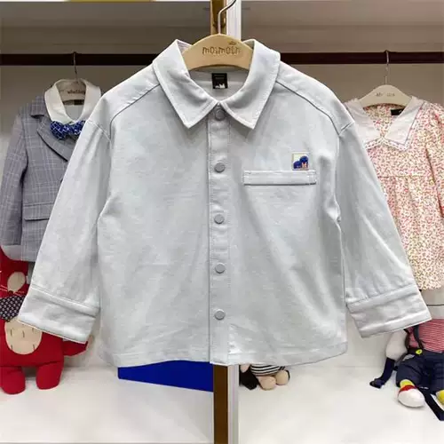 Осенняя демисезонная мультяшная хлопковая рубашка подходит для мужчин и женщин, детская одежда, с вышивкой, увеличенная толщина