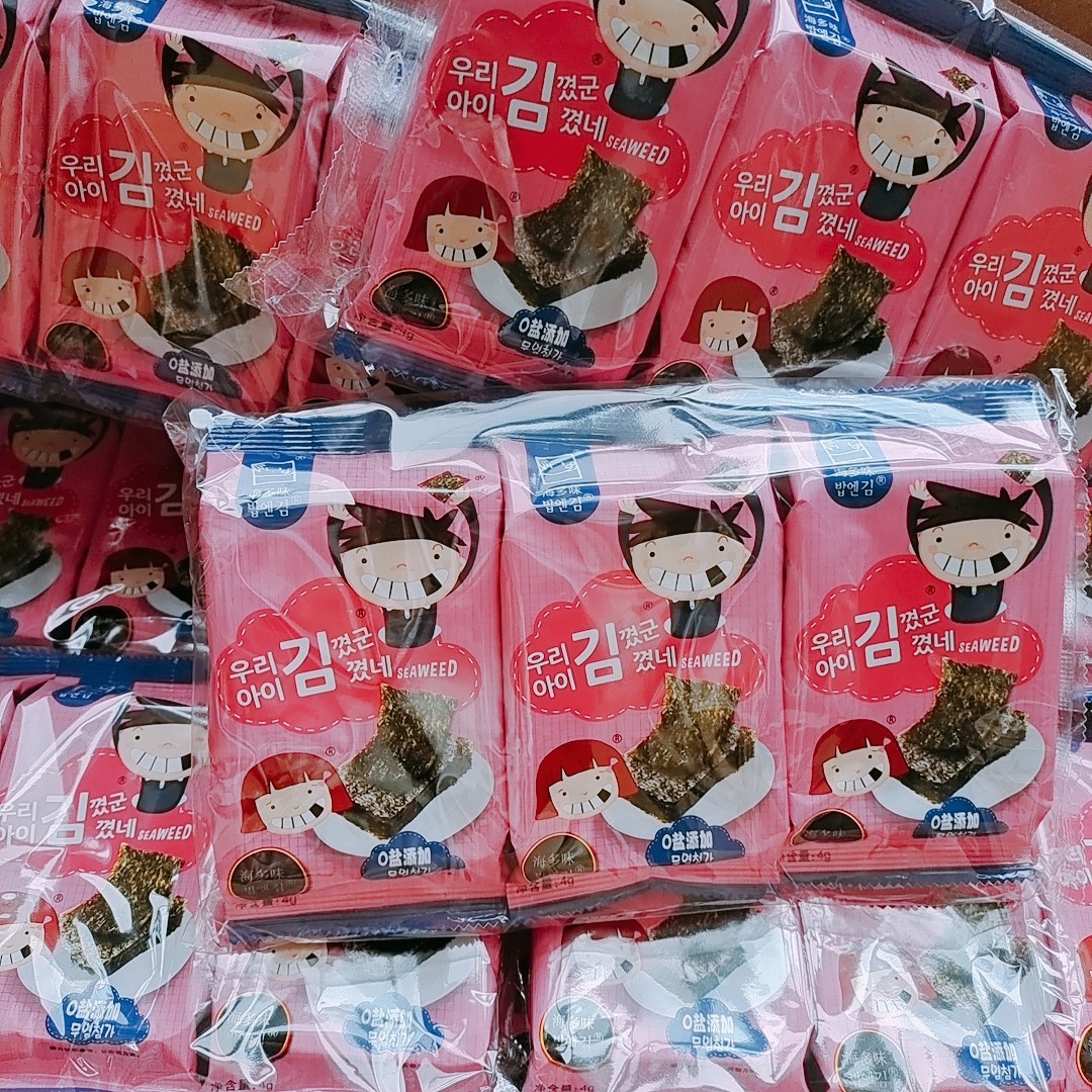 Korean Sea Multi Taste Sea Moss Ready-to-eat 4g * 12 Pack children Purple Vegetable Meal Sushi Sushi Baby Mix with Crisp Purple Vegetable slices