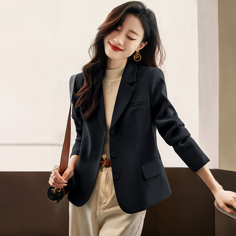 Black Short Blazer for Women, Spring 2026 New Style, High-End, Petite Casual Women's Suit for Spring and Autumn Black Short Blazer for Women, Spring 2026 New Style, High-End, Petite Casual Women's Suit for Spring and Autumn