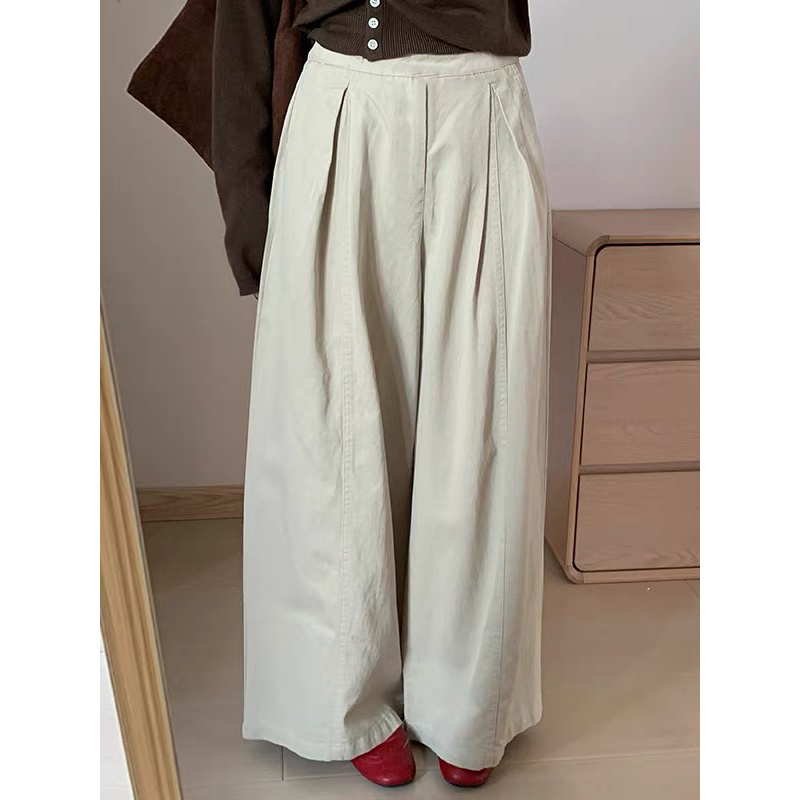 Khaki Wide-Leg Pants for Pregnant Women, Spring and Summer, No Belly Support, Adjustable Cargo Pants, Stylish and Versatile, Slimming Straight-Leg Long Pants