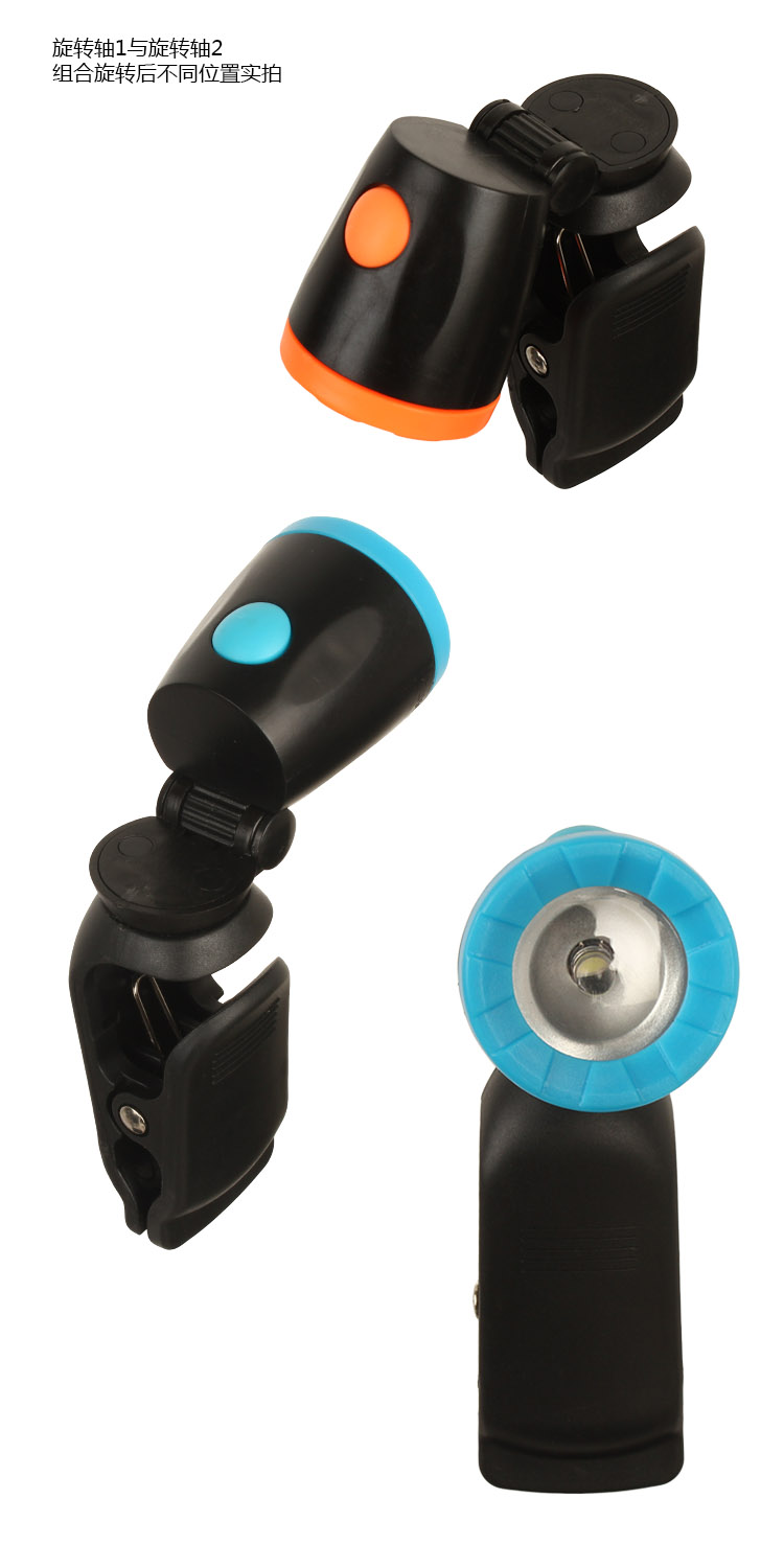 GD74 phổ rotating LED clip ánh sáng ngoài trời nhựa cầm tay clip head đèn cắm trại câu cá đi bộ chiếu sáng den pin xiaomi