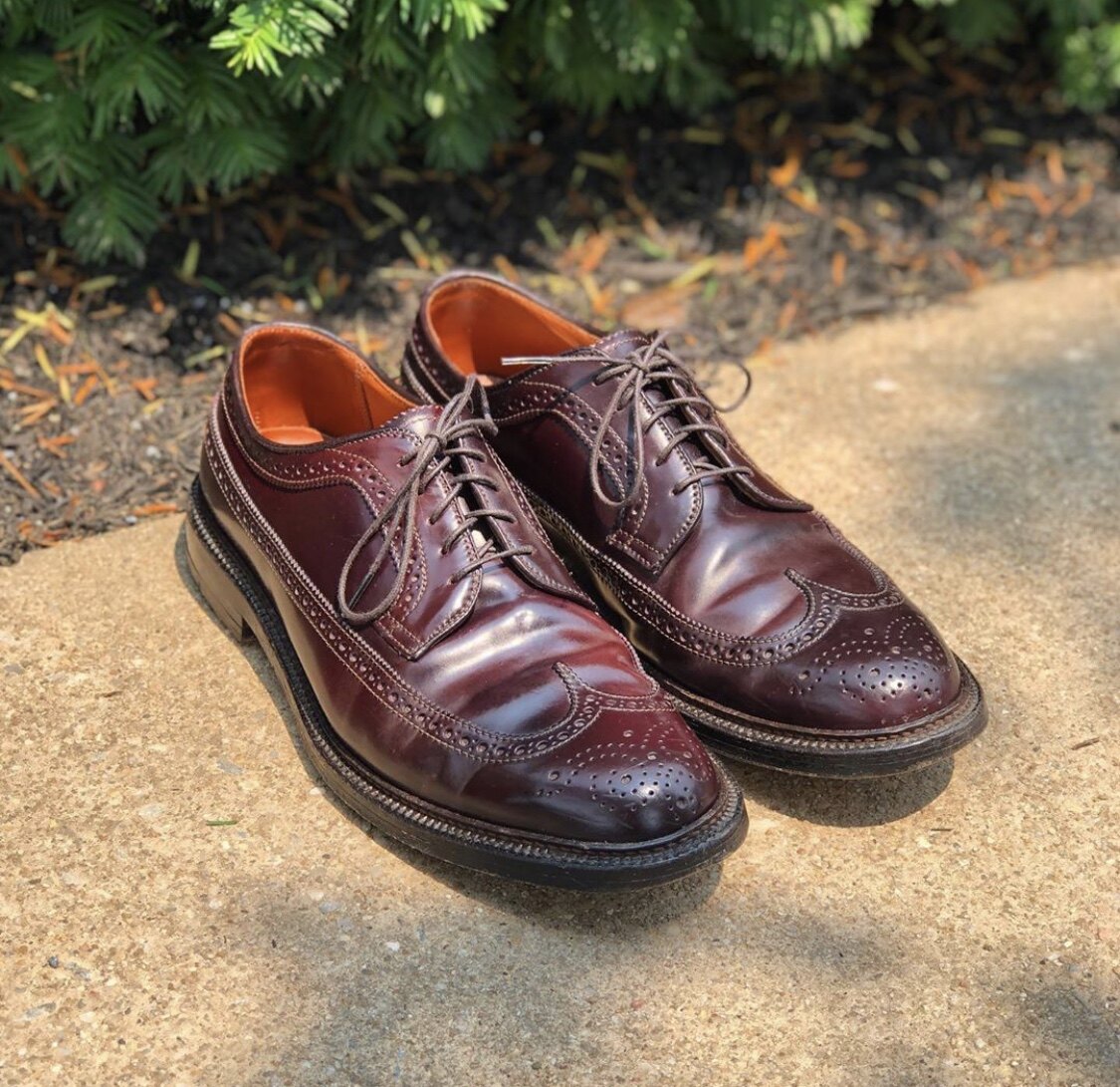 (Domestic Spot) Alden LongWing 975 Carved Horse Hip Leather leather shoes Leather Shoes Light side Wolverine bottom