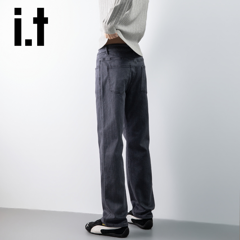 It:Chocoolate Dark Gray Washed Jeans for Men 2026 New Straight-Leg Casual Pants High-End Authentic Product