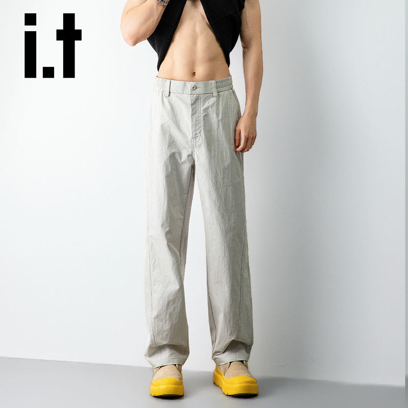 Chocoolate Paris Gray Men's Casual Pants Loose Old Money Style Straight New Thin Pants for Summer