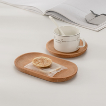 Day-style solid wood oval small wood disc INS wood saucer coffee milk snack tray Home Wooden Dinner Plate