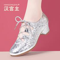 Brand professional Latin dance shoes for women adult genuine leather mid-heel soft sole sailor dance indoor and outdoor summer womens social square
