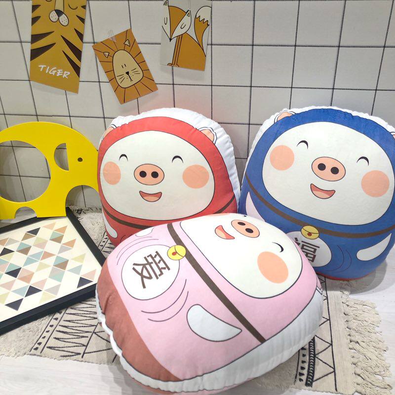 Bespows Creativity Piggy Dolls Wool Suede Toy Children Cute Paparazzi With Pillow Birthday Gift Cushions Back