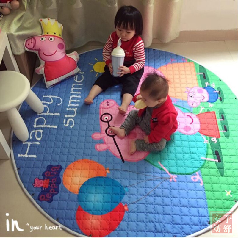 Summer folding round storage mat Floor mat Children climbing mat Baby crawling mat Thin game blanket toy storage