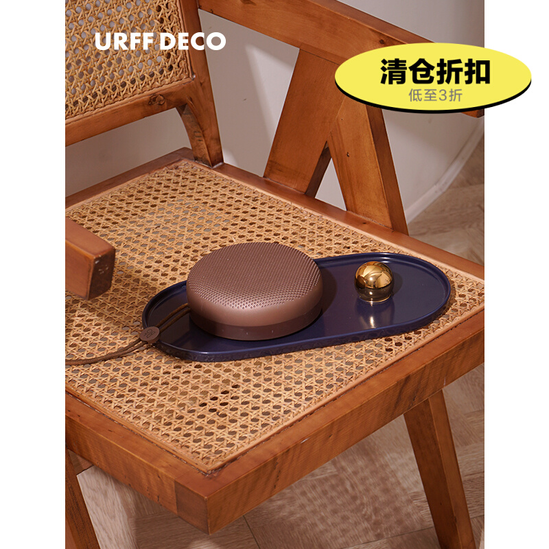 URFF DECO ) Golden Island Tray Nordic Desktop Ceramic Jewelry Tray Key Entrance Living Room Storage