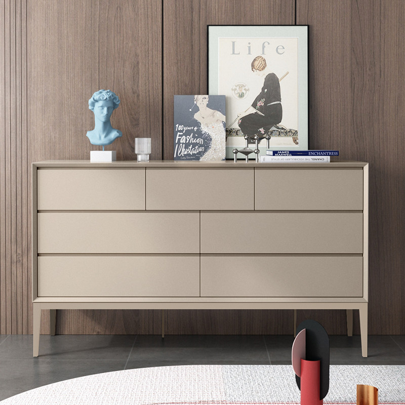 Italian light luxury solid wood seven-drawer cabinet modern minimalist living room bedroom porch storage cabinet against the wall to store ninety-one cabinets