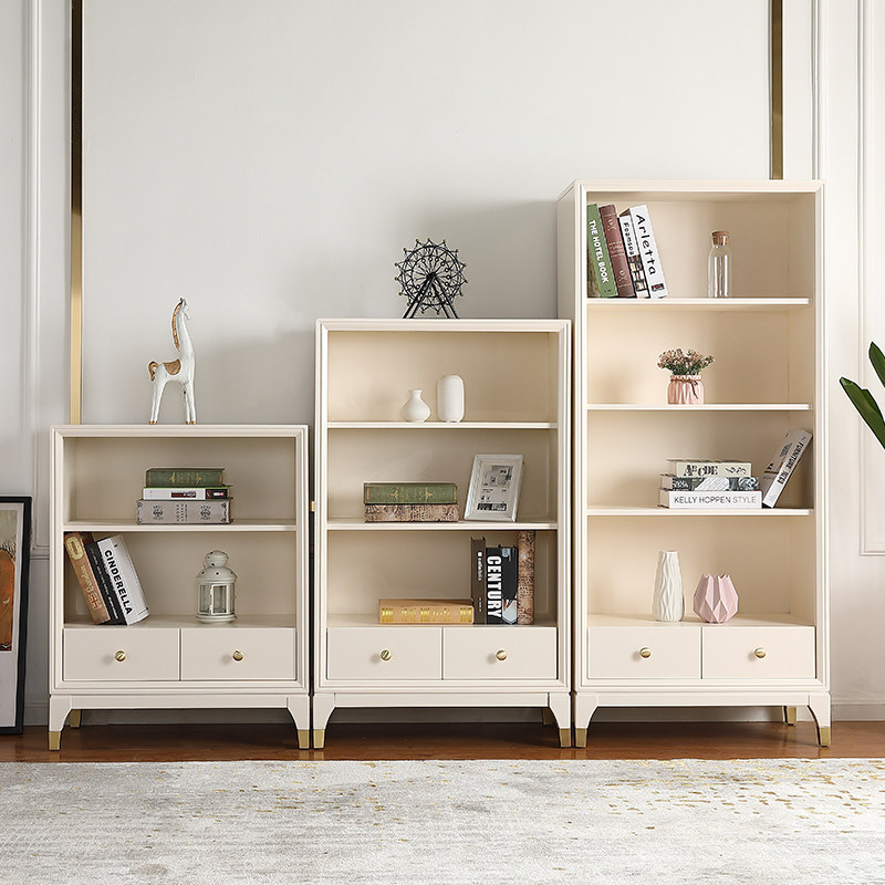 American light lavish solid wood bookcase combo white home modern minimalist book room Bedroom leaning against wall storage shelves